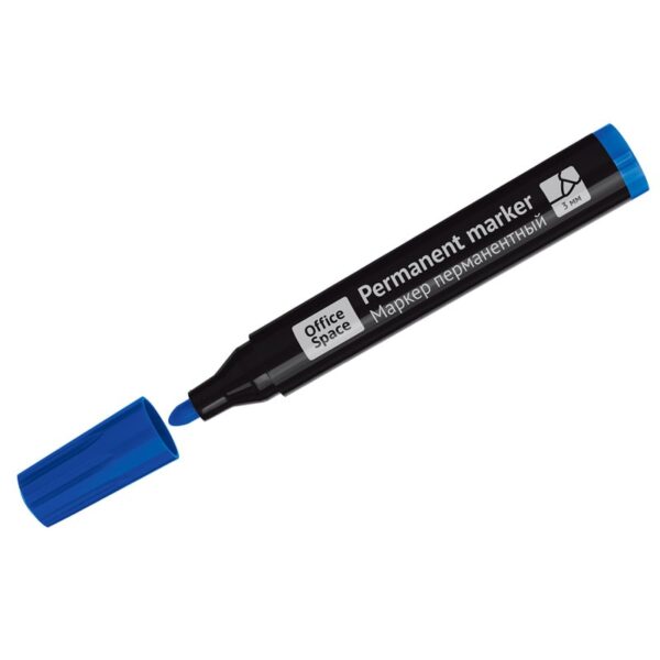 Маркер перманентный OfficeSpace "Contact" синий, пулевидный, без клипа, 3мм — изображение 1