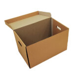 Картонная архивная коробка А3 (480*325*295 мм) с ручками и с крышкой, короб из гофрокартона Т23 — изображение 2